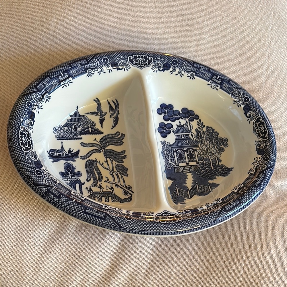 Churchill Blue and White Divided Serveware Dish